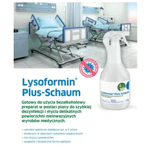 Bezalkoholowy płyn Lysoformin Plus-Schaum do szybkiej dezynfekcji delikatnych powierzchni 1l 12op - Dezynfekcja - miniaturka - grafika 1