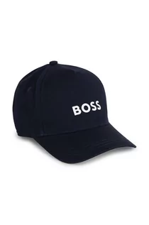 Czapki dla dzieci - BOSS czapka z daszkiem bawełniana dziecięca kolor granatowy z nadrukiem - Boss - grafika 1