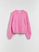 Swetry damskie - Reserved - Strukturalny sweter - różowy - miniaturka - grafika 1
