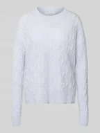 Swetry damskie - Sweter z dzianiny z kaszmiru z okrągłym dekoltem - miniaturka - grafika 1