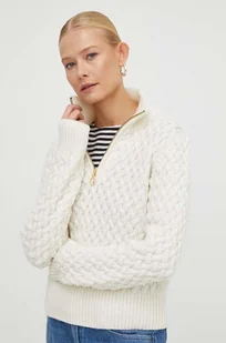 G-Star Raw sweter wełniany damski kolor beżowy ciepły - Swetry damskie - miniaturka - grafika 1