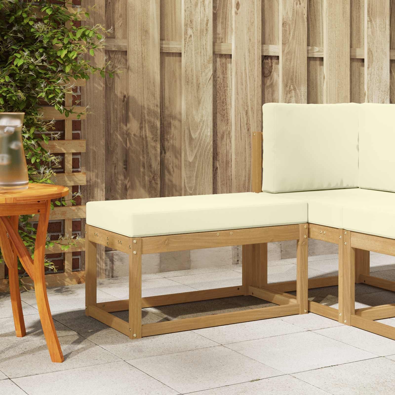 vidaXL Stołek Ławka na Zewnątrz z poduszką Biały 80 x 43 x 45 cm