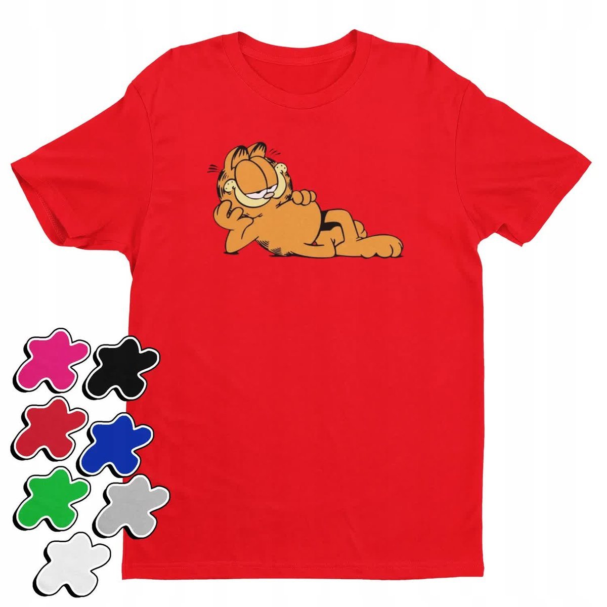 Koszulka T-Shirt Dziecięca Z Nadrukiem Garfield Kot Lasagne -L 146-152