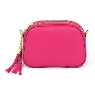 Trzykomorowa listonoszka skórzana damska frędzle - Torebki damskie - miniaturka - grafika 1