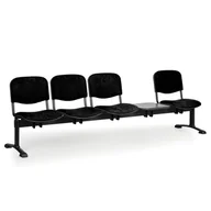 Inne meble biurowe - B2B Partner Ławka do poczekalni tapicerowana VIVA, 4-siedziska + stolik, czarny, czarne nogi 150586 - miniaturka - grafika 1