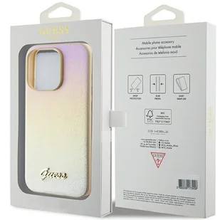 Etui Guess GUHCP15LPSAIRSD Apple iPhone 15 Pro hardcase Saffiano Iridescent Script złoty/gold - Etui i futerały do telefonów - miniaturka - grafika 9