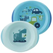 Zestawy naczyń dla dzieci - Chicco Zestaw 2 talerzy 12m+ niebieski - miniaturka - grafika 1