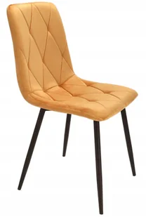 Musztardowe pikowane krzesło welurowe R9-L28 - Krzesła - miniaturka - grafika 1