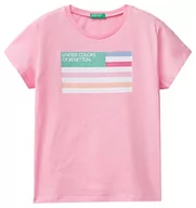 Koszulki dla dziewczynek - United Colors of Benetton Koszulka dziewczęca z krótkim rękawem, Rosa Intenso 05f, XL - miniaturka - grafika 1