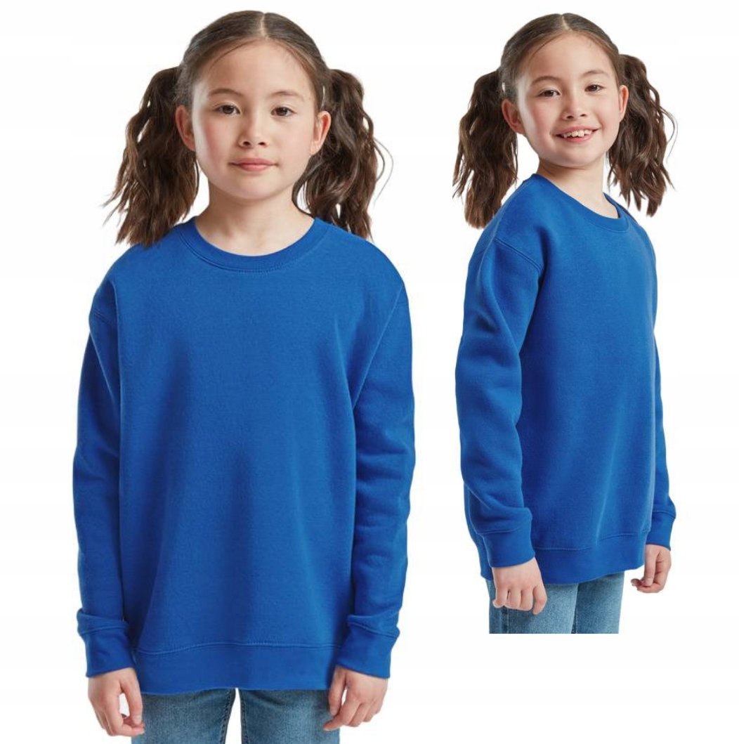 Bluza Dziecięca Klasyczna Ciepła PREMIUM FRUIT LOOM 620310 NIEBIESKA 116
