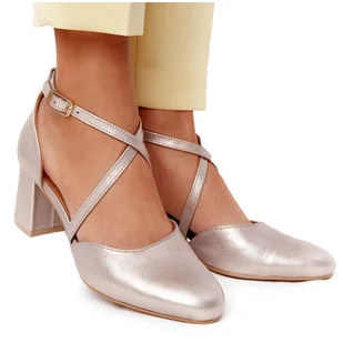 Czółenka Damskie Maciejka Skórzane Złote 04070-25 złoty - Czółenka - miniaturka - grafika 1