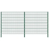 Ogrodzenia - GSTORE Panel ogrodzeniowy ze słupkami żelazny 3,4 x 1,6 m zielony GS-278671 - miniaturka - grafika 1