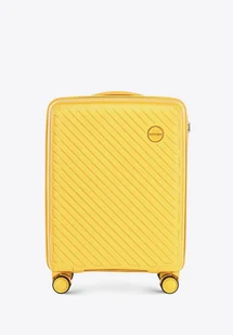 Mała walizka z polipropylenu w tłoczone paski żółta - Walizki Mała walizka z polipropylenu w tłoczone paski żółta - Walizki - miniaturka - grafika 1