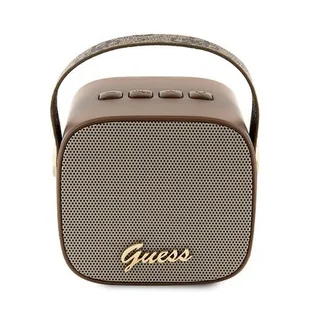 Głośnik mobilny GUESS Speaker Mini 4G Leather Script Logo Brązowy - Głośniki przenośne - miniaturka - grafika 1