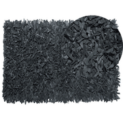 Dywany - Beliani Dywan czarny 140 x 200 cm skórzany MUT - miniaturka - grafika 1