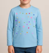Koszulki dla dziewczynek - Niebieska koszulka z długim rękawkiem na Dzień Kropki dla chłopczyka kropki wzór kropki kolorowe - miniaturka - grafika 1