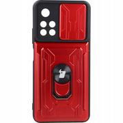 Etui i futerały do telefonów - Bizon Etui Case Camshield Card Slot Ring Poco M4 Pro 5G / Redmi Note 11S 5G czerwone BCCSCSRPOCOM4PRD - miniaturka - grafika 1