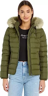 Tommy Jeans Damska kurtka puchowa Tjw Basic z kapturem, Ciemnozielony oliwkowy, S - Kurtki damskie - miniaturka - grafika 1