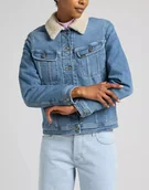 Kurtki damskie - Lee Sherpa Rider Damska Kurtka Jeansowa Partly Cloudy L54Vfapa-Xs - miniaturka - grafika 1