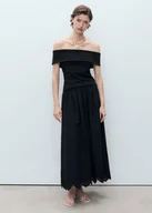 Spódnice - MANGO - Spódnica z bawełny z haftowanym dołem czarny - 32 - Kobieta - miniaturka - grafika 1