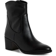 Botki damskie - Botki damskie czarne Marco Tozzi 25360 skórzane na obcasie ocieplane-36 - miniaturka - grafika 1