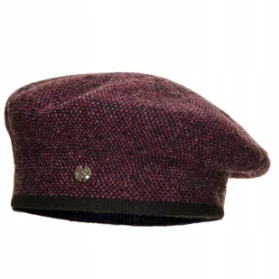 Beret damski CARMELITA Czarny/ciemny róż pepitka - Czapki damskie - miniaturka - grafika 1