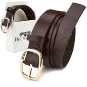 Paski - Beltimore skórzany damski pasek do spodni 3 cm burgundowy A68 brązowy, beżowy r.110-125 cm - miniaturka - grafika 1