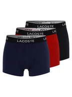 Majtki damskie - Lacoste Obcisłe bokserki pakowane po 3 szt. Mężczyźni Bawełna czarny|niebieski|czerwony jednolity, S - miniaturka - grafika 1