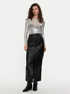 Bluzki damskie - Noisy May Bluzka Lucia 27032152 Srebrny Slim Fit - miniaturka - grafika 1