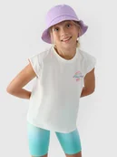 Koszulki dla dziewczynek - 4F Top z nadrukiem dziewczęcy - biały 158 (12-13 lat) - miniaturka - grafika 1