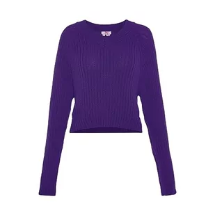 myMo Damski sweter z dzianiny prążkowanej z dekoltem w serek poliester fioletowy rozmiar M/L, liliowy, M - Swetry damskie - miniaturka - grafika 1