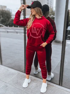 Welurowy komplet damski VIP PRIVATE bordowy Dstreet AY0869-S/M - Dresy damskie - miniaturka - grafika 1