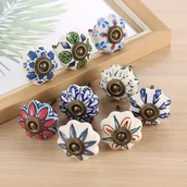 Zawiasy, okucia i inne akcesoria - Zestaw 9 klasycznych, antycznych ceramicznych uchwytów do szuflad, uchwytów do szafek herbacianych, klasycznych uchwytów do szafek, uchwytów w europe - miniaturka - grafika 1