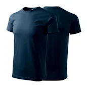 Koszulki męskie - Koszulka granatowa z krótkim rękawem z logo na sercu i plecach męska z nadrukiem logo firmy 160g BASIC129 kolor 02 koszulka krótki rękaw - miniaturka - grafika 1