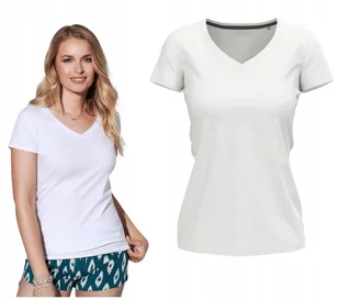 T-shirt Koszulka Damska SLIM Elastic Dekolt V Jakość STEDMAN 9710 BIAŁA XS - Koszulki i topy damskie - miniaturka - grafika 1