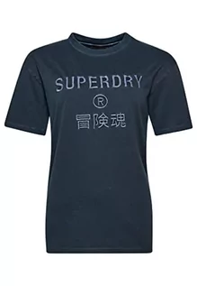 Koszulki i topy damskie - Superdry Damska koszulka Code Cl odzież barwiona luźna koszulka, Deep Navy, M - grafika 1