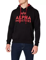 Bluzy męskie - ALPHA INDUSTRIES Męska bluza z kapturem z nadrukiem pianki, czarny, M - miniaturka - grafika 1