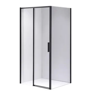 Czarna prostokątna kabina prysznicowa Super Slim Nova 100x80 drzwi rozsuwane - Kabiny prysznicowe - miniaturka - grafika 1