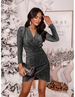 Sukienki - Błyszcząca sukienka z brokatem DARLING - srebrna - miniaturka - grafika 1