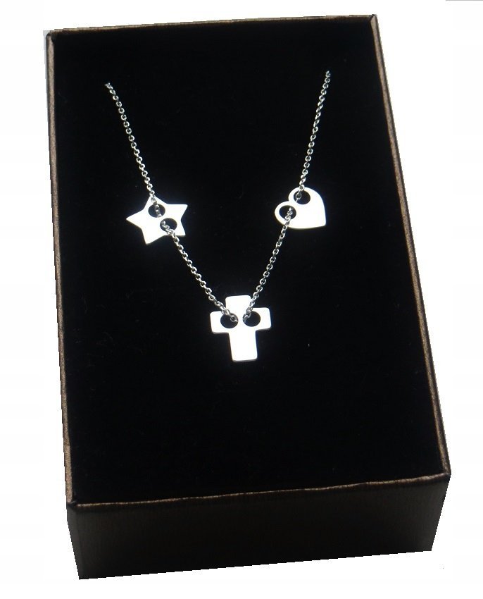 Srebrny naszyjnik celebrytka 3 zawieszki 40 cm 925