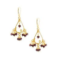 Kolczyki - Ekskluzywne kolczyki pozłacane srebro 925 granaty bordowe z granatami - miniaturka - grafika 1