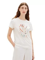 Koszulki i topy damskie - T-shirt damski TOM TAILOR z nadrukiem, 10332-białawy, XXL - miniaturka - grafika 1