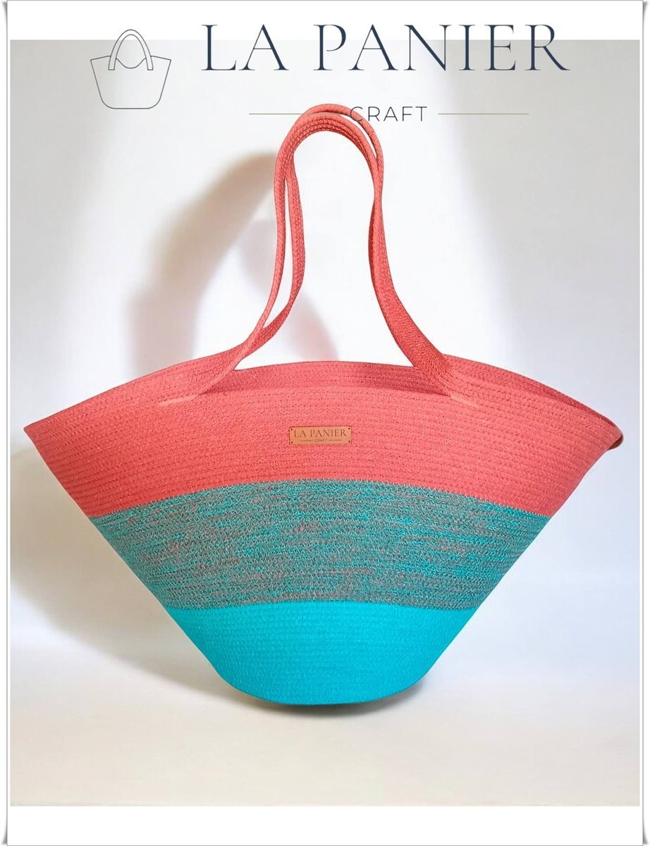 Koszyk na lato kolorowy miejski shopper lazurowy torba wiosenna na ramię La Panier