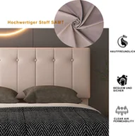 Łóżka - Łóżko tapicerowane Sweiko łóżko dwuosobowe 140x200 cm z tapicerowanym zagłówkiem o regulowanej wysokości i metalową ramą z listew, hydrauliczne łóżko do przechowywania, aksamit, ciemny beż - miniaturka - grafika 1