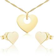 Zestawy biżuterii dla kobiet - Komplet biżuterii srebrnej serce pozłacany - miniaturka - grafika 1