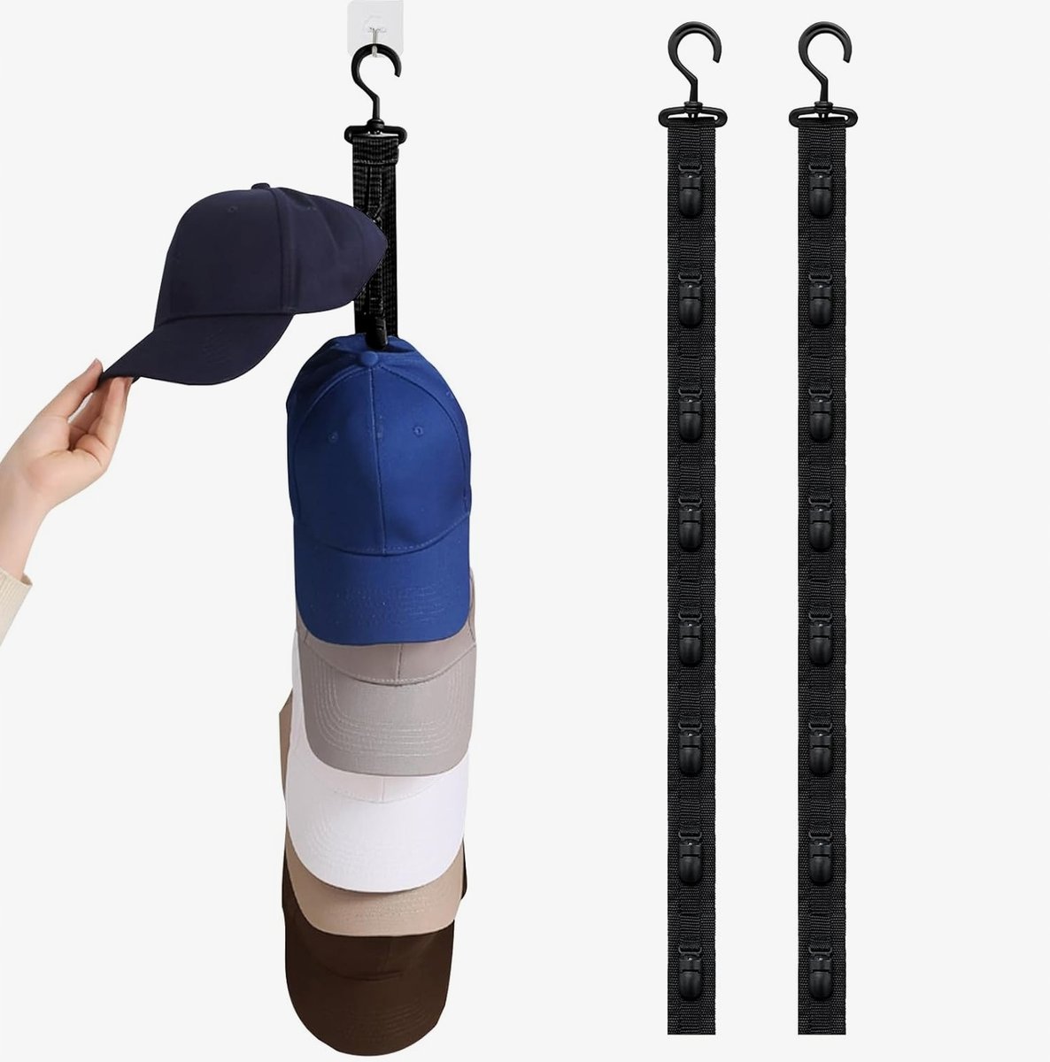 UCHWYT NA CZAPKI STOJAKI WISZĄCE WIESZAK SCIENNY Z KLIPSAMI 725 CM 2 SZTUKI