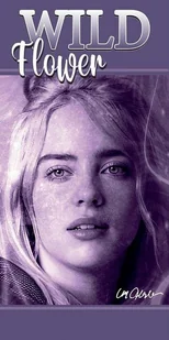 Ręcznik plażowy 70x140 Billie Eilish fioletowy bawełniany - Okrycia kąpielowe dla dzieci - miniaturka - grafika 1
