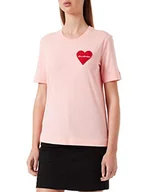Koszulki i topy damskie - Love Moschino Damska koszulka z logo w kształcie serca, różowy, 42 - miniaturka - grafika 1