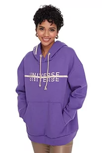 Trendyol Bluza damska z kapturem z sloganem oversize, Fioletowy, M - Bluzy damskie - miniaturka - grafika 1