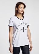 Koszulki i topy damskie - Biały T-shirt z dekoltem V damski - miniaturka - grafika 1